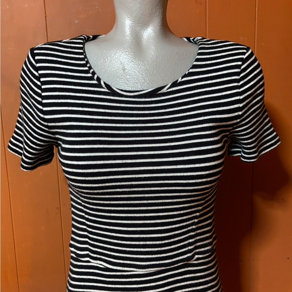 Madewell Gallerist Black & White Striped Knit Dress M - Picture 4 of 13